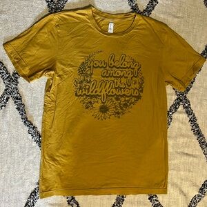 Bella Canvas Wildflowers mustard size M tee well loved but no holes
